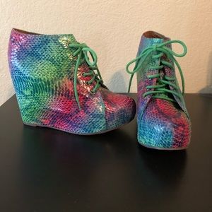 Jeffrey Campbell 99 Tie Rainbow Snake Wedge
